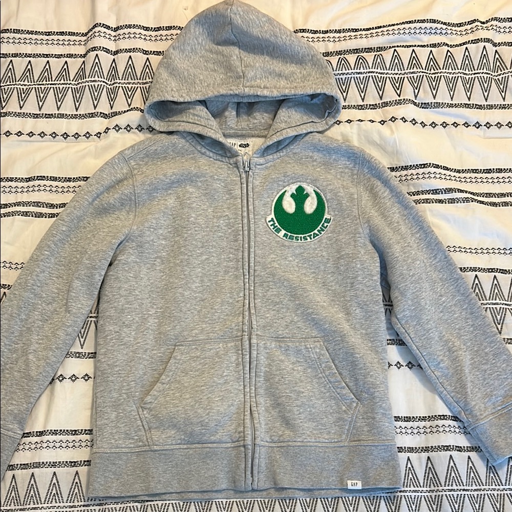 GAP Star Wars Gray Hoodie w Green X-Wing The Resistance Design sz L (10) Kids
